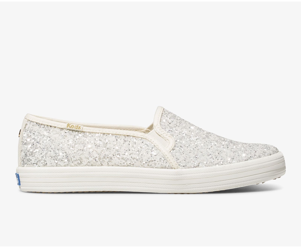 Slip Ons Keds Femme Blanche - Kate Spade New York Double Decker Glitter - 294-DPIJUR